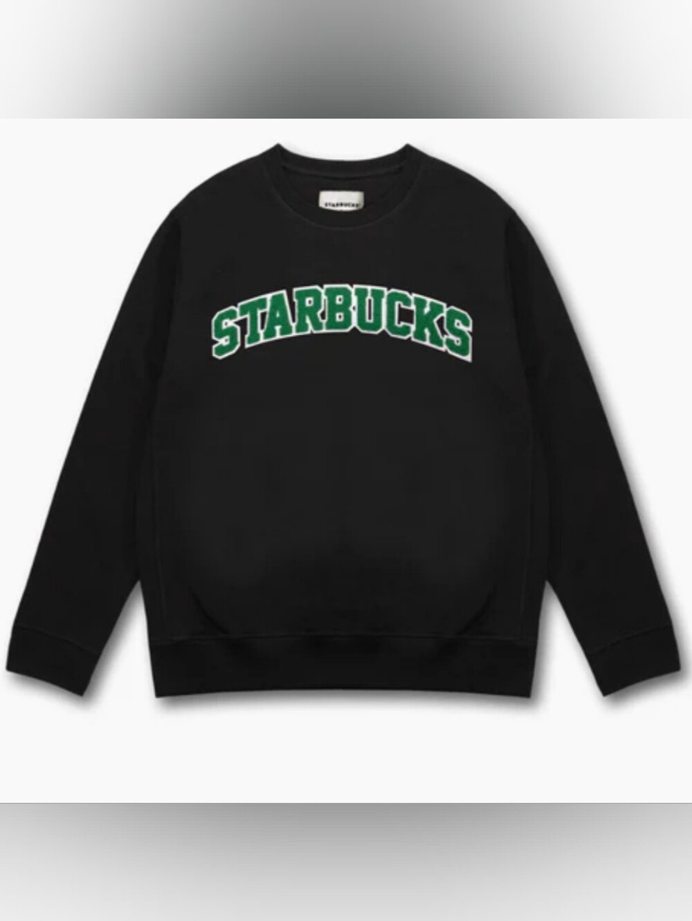 Starbucks Black Crewneck Sweater with Green Lettering NWOT